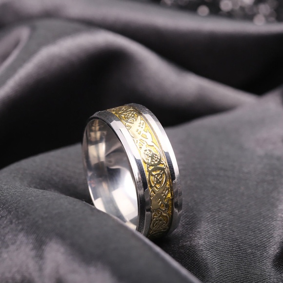 ➰Celtic Dragon Steel Ring - Picture 5 of 5